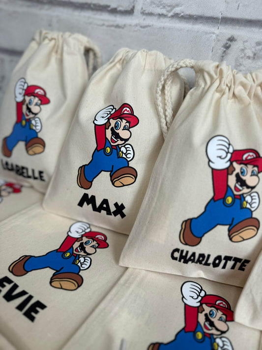 Personalised Super Mario Party Bags - Mario and Luigi
