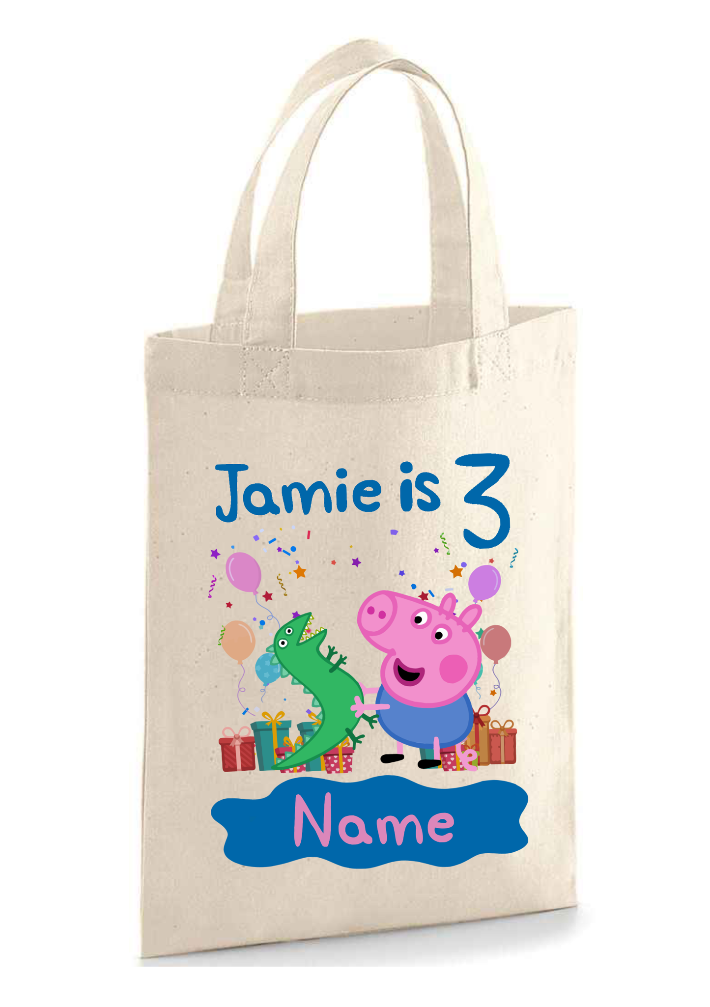 Personalised Peppa Pig Party Bag - Names and Age