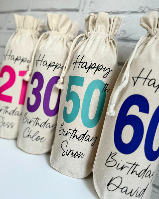 Personalised Birthday Milestone Bottle Gift Bag