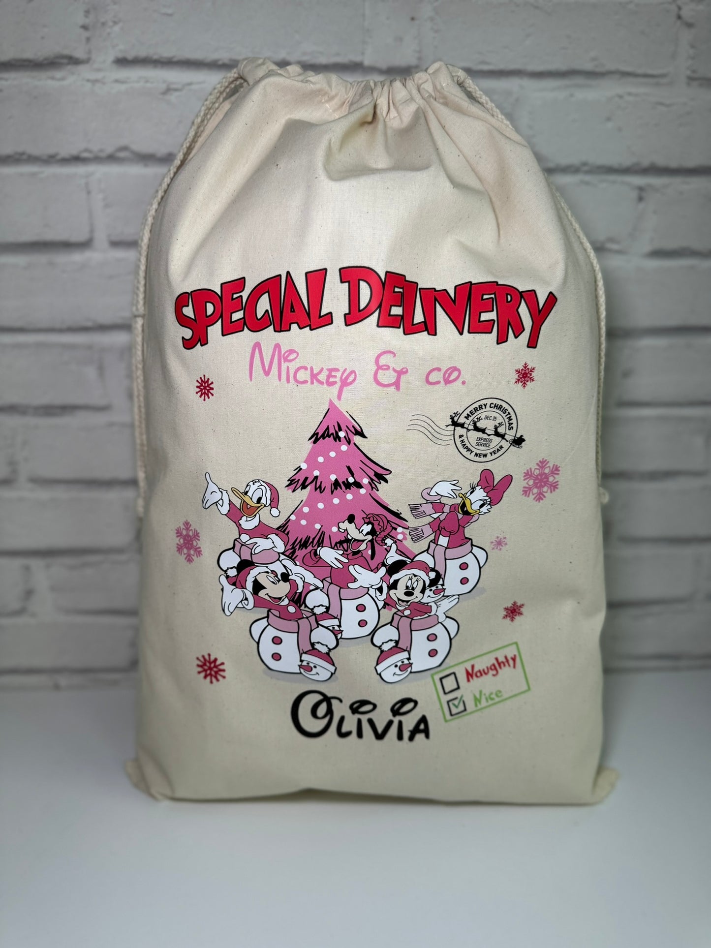 Personalised Christmas Gift Bags / Sacks - Children's Characters