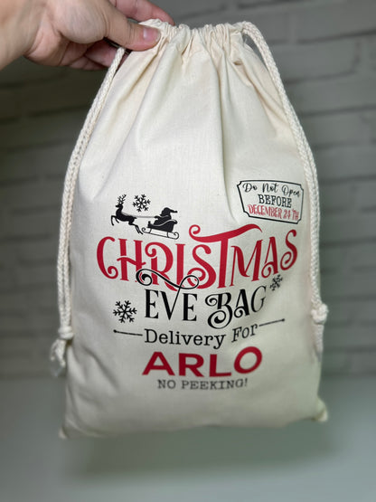 Personalised Christmas Gift Bags / Sacks - Christmas Eve Bag