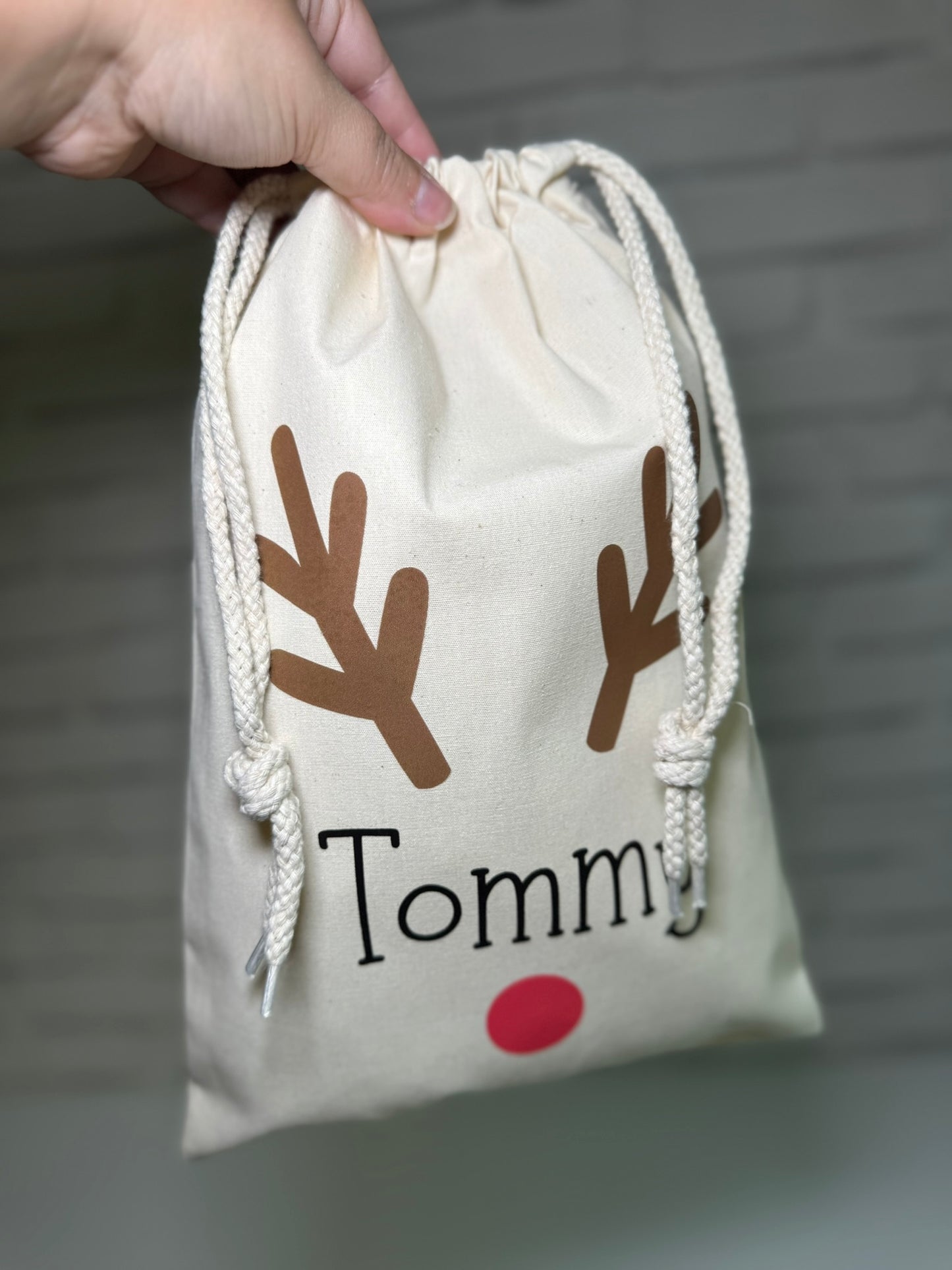 Personalised Christmas Gift Bags / Sacks - Reindeer Name