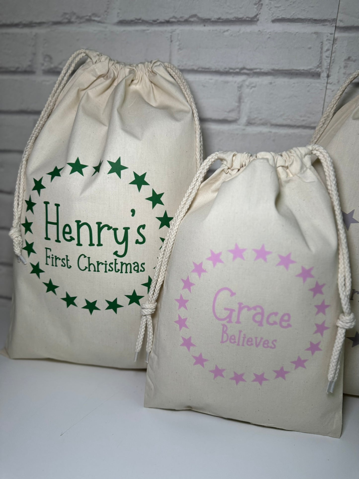 Personalised Christmas Gift Bags / Sacks -Star Name