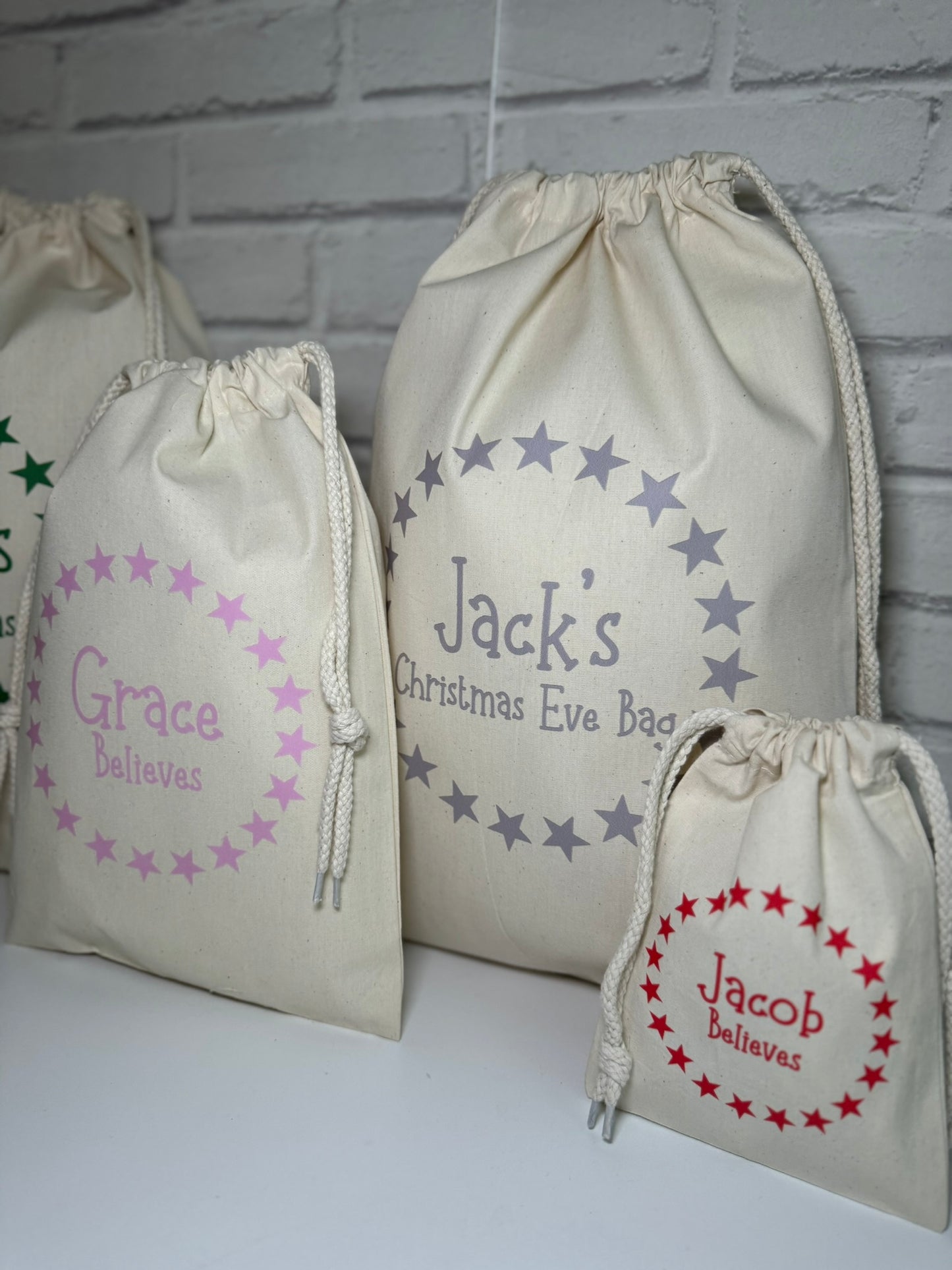 Personalised Christmas Gift Bags / Sacks -Star Name