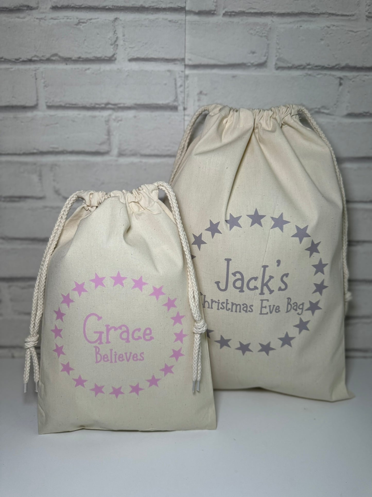 Personalised Christmas Gift Bags / Sacks -Star Name