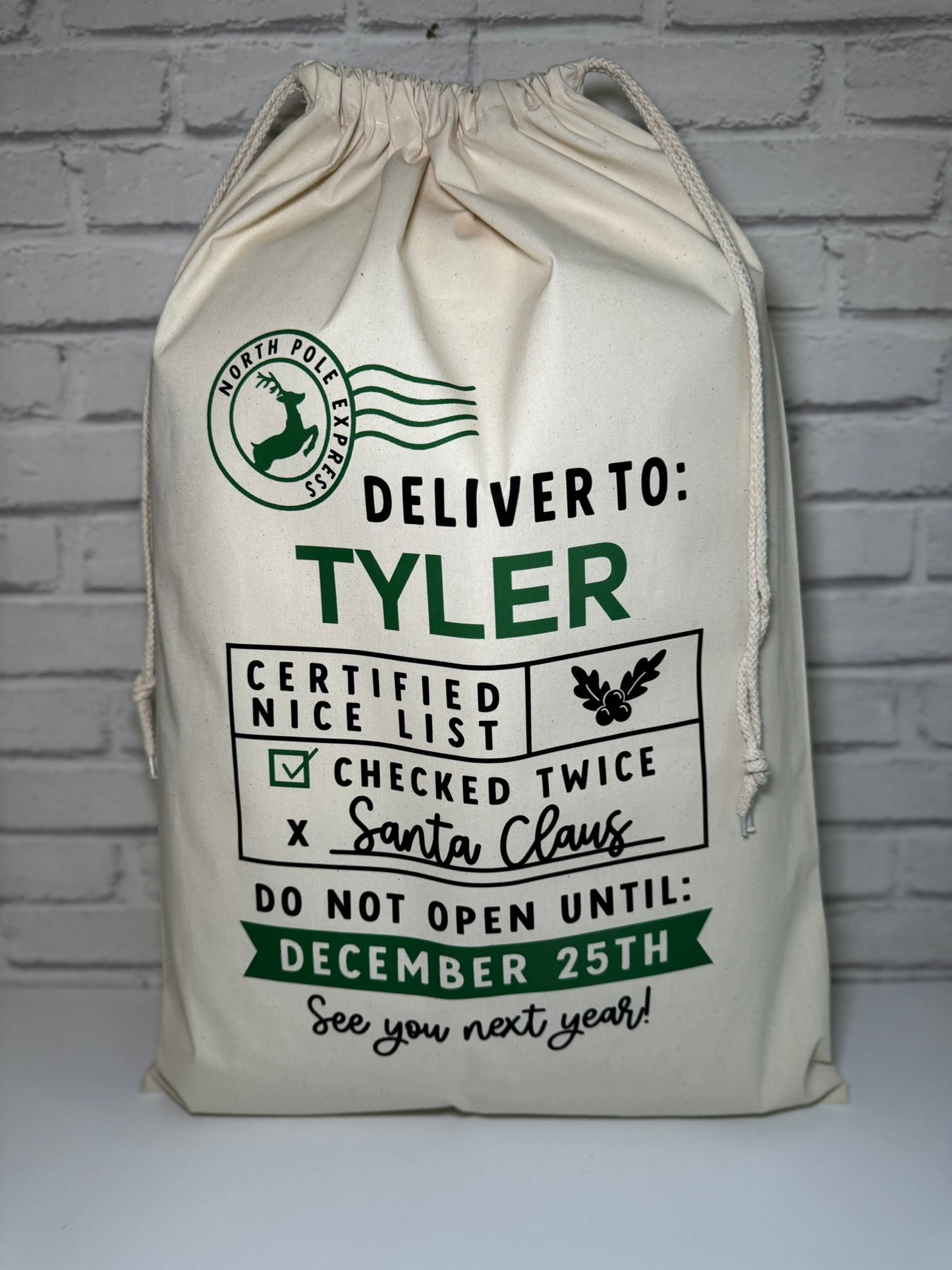 Personalised Christmas Gift Bags / Sacks - Special Delivery Name