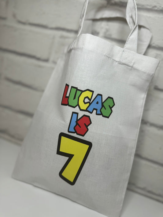 Personalised Super Mario Party Bags - Name and Age