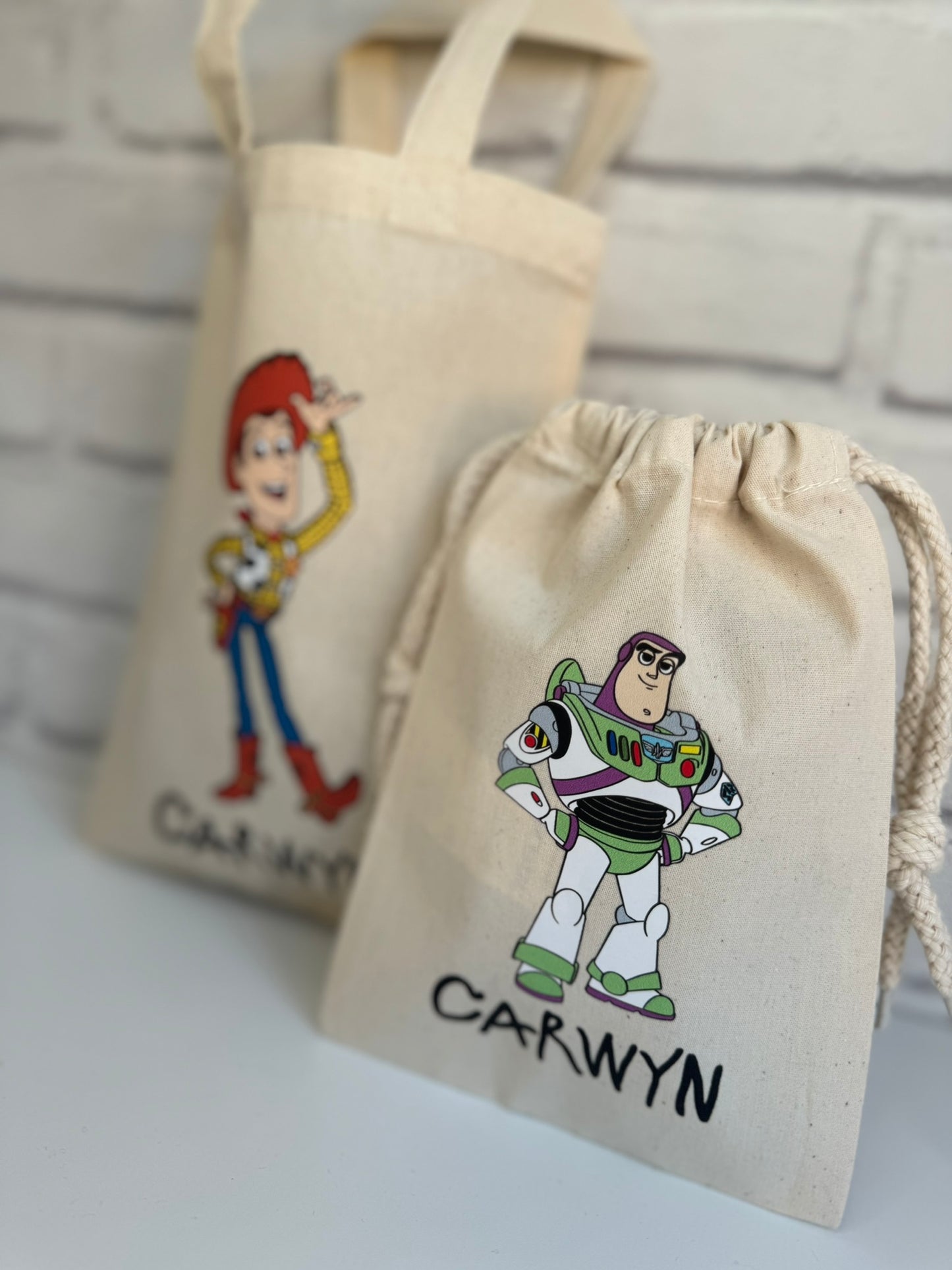 Personalised Toy Story Party Bag - Woody, Buzz Lightyear, Jessie and Bullseye, Forky, Slinky Dog, Mr Potato Head