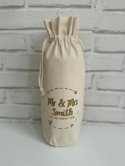 Personalised Wedding Bottle Gift Bag | Bride & Groom Gifts