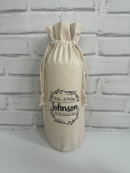 Personalised Wedding Bottle Gift Bag | Bride & Groom Gifts