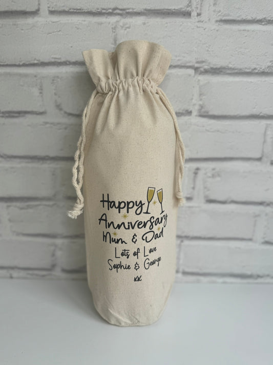 Personalised Happy Anniversary Bottle Gift Bag