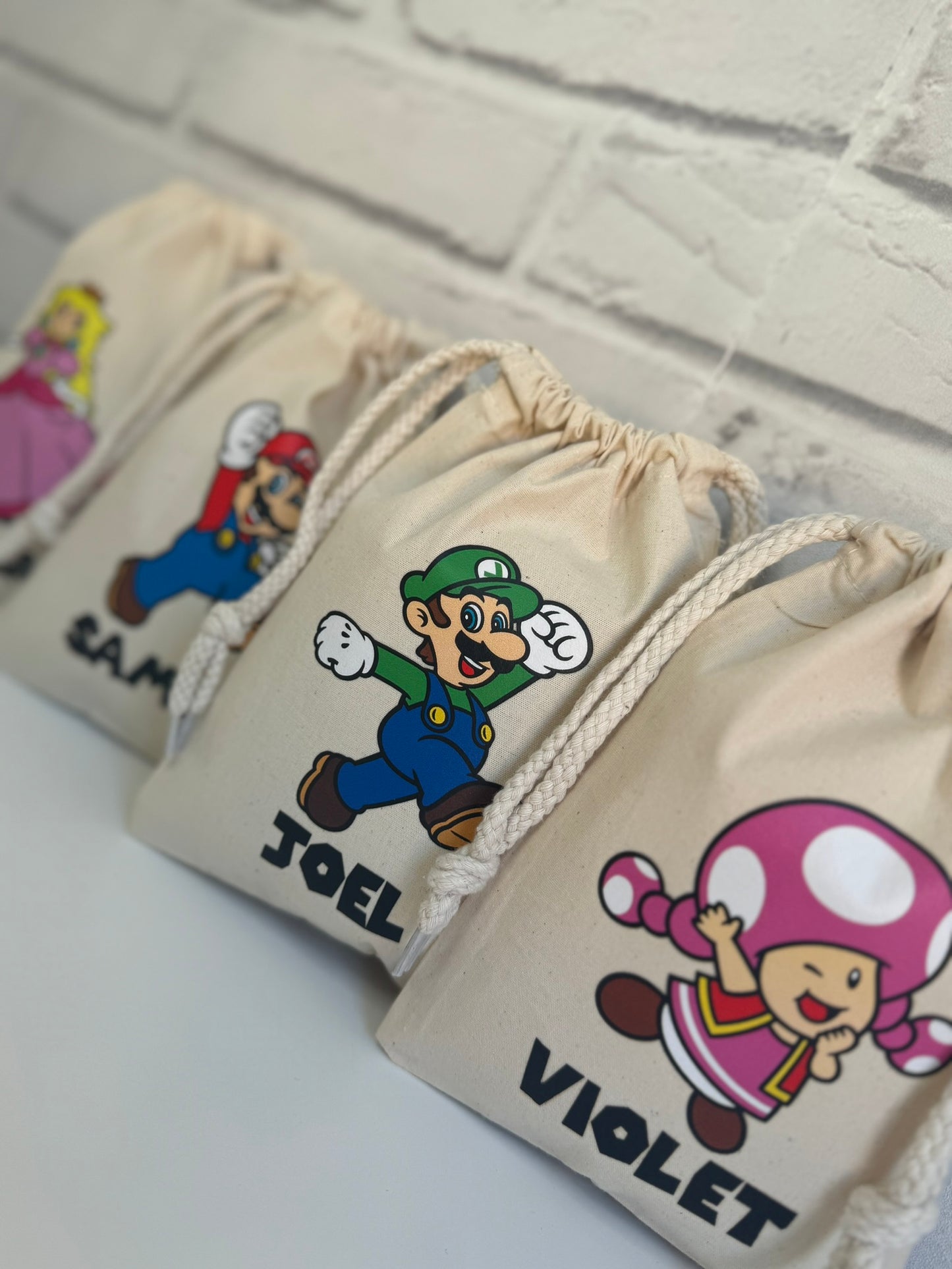 Personalised Super Mario Party Bags - Mario and Luigi