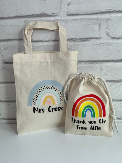 Personalised Thank You Teacher Rainbow Gift Bags | End of Term of Gift