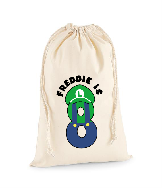 Personalised Super Mario Party Bags - Mario, Luigi and Princess with Name and Age