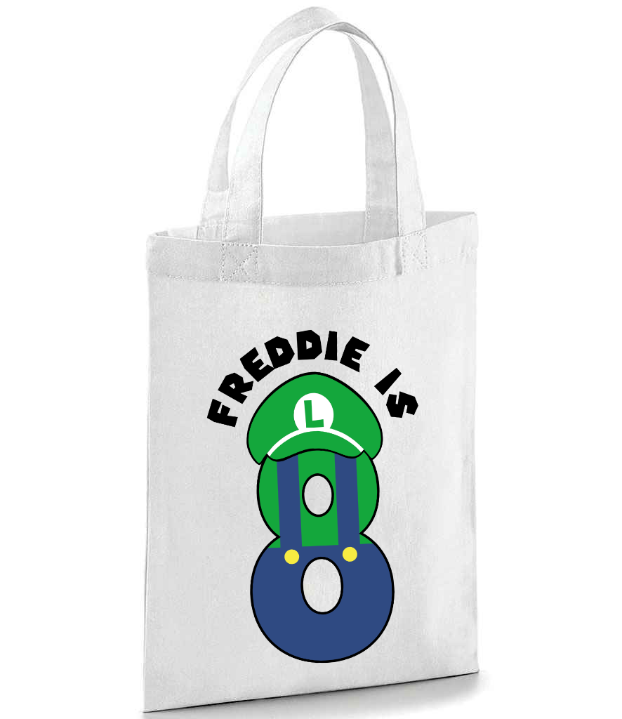 Personalised Super Mario Party Bags - Mario, Luigi and Princess with Name and Age