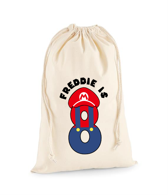 Personalised Super Mario Party Bags - Mario, Luigi and Princess with Name and Age