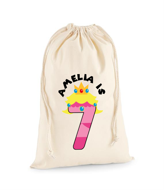 Personalised Super Mario Party Bags - Mario, Luigi and Princess with Name and Age