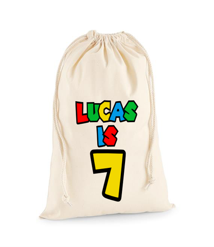 Personalised Super Mario Party Bags - Name and Age